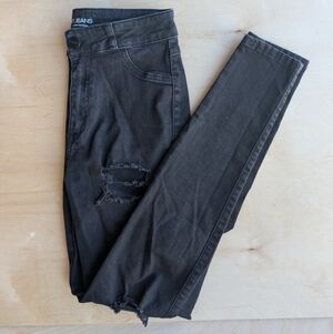 Black Distressed Skinny Jeans FitJeans